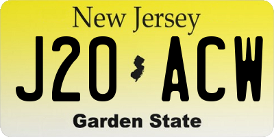 NJ license plate J20ACW