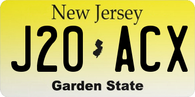 NJ license plate J20ACX