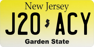 NJ license plate J20ACY