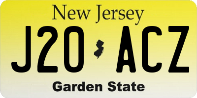 NJ license plate J20ACZ