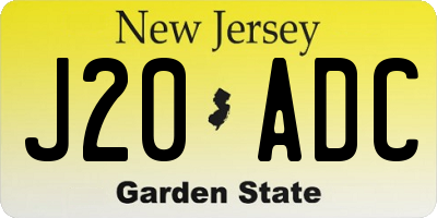 NJ license plate J20ADC
