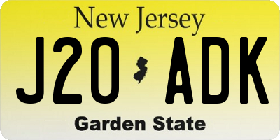 NJ license plate J20ADK