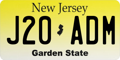 NJ license plate J20ADM