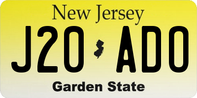 NJ license plate J20ADO