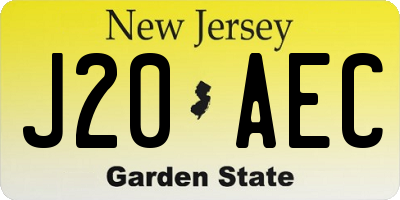 NJ license plate J20AEC