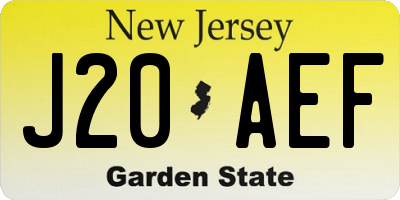 NJ license plate J20AEF