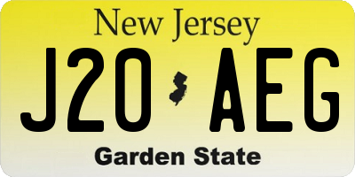 NJ license plate J20AEG