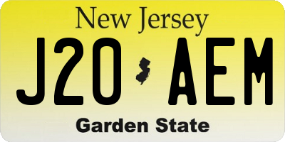 NJ license plate J20AEM