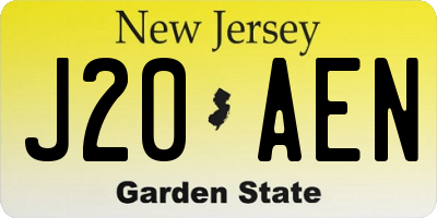 NJ license plate J20AEN