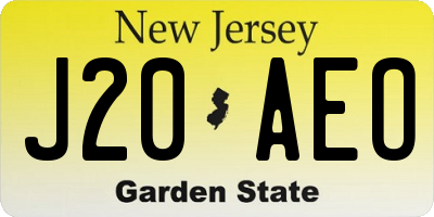 NJ license plate J20AEO
