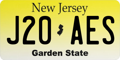 NJ license plate J20AES