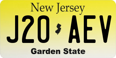 NJ license plate J20AEV