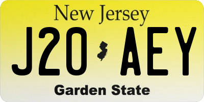 NJ license plate J20AEY
