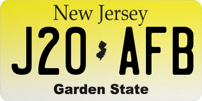 NJ license plate J20AFB