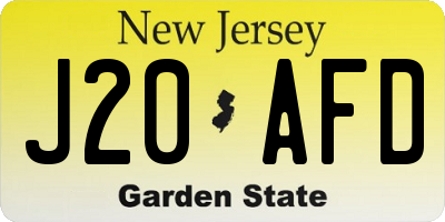 NJ license plate J20AFD