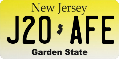 NJ license plate J20AFE
