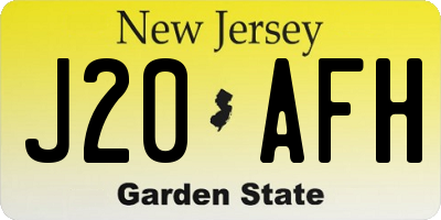 NJ license plate J20AFH