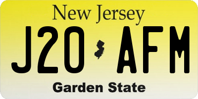 NJ license plate J20AFM