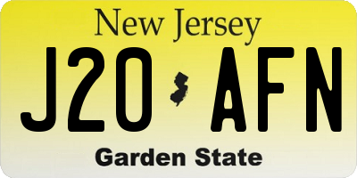 NJ license plate J20AFN
