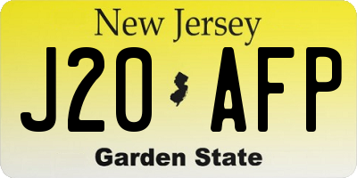 NJ license plate J20AFP