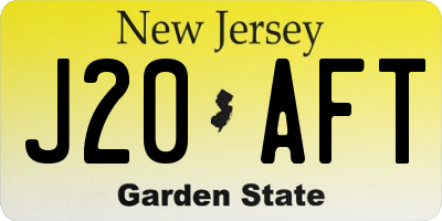 NJ license plate J20AFT