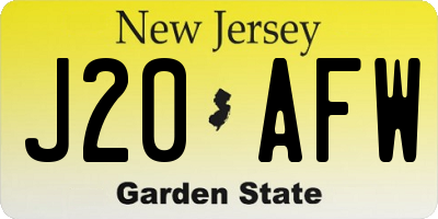 NJ license plate J20AFW
