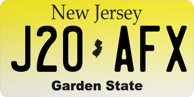 NJ license plate J20AFX