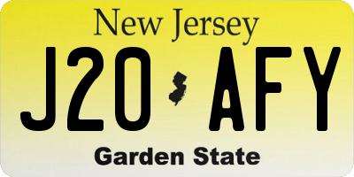 NJ license plate J20AFY