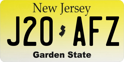 NJ license plate J20AFZ