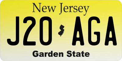 NJ license plate J20AGA