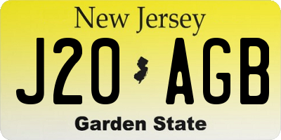 NJ license plate J20AGB