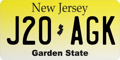 NJ license plate J20AGK