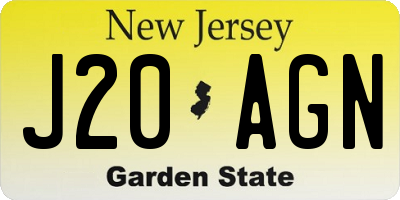 NJ license plate J20AGN