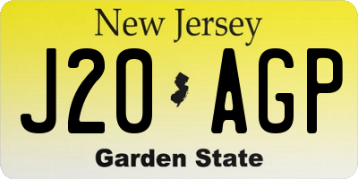 NJ license plate J20AGP