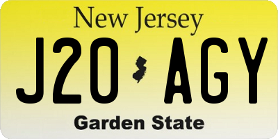 NJ license plate J20AGY
