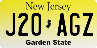 NJ license plate J20AGZ