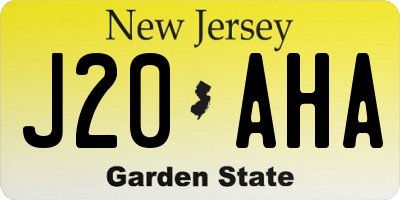 NJ license plate J20AHA