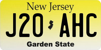 NJ license plate J20AHC