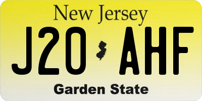 NJ license plate J20AHF