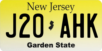 NJ license plate J20AHK