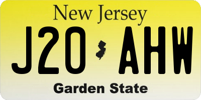 NJ license plate J20AHW