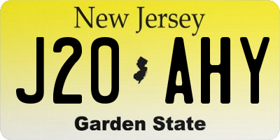 NJ license plate J20AHY