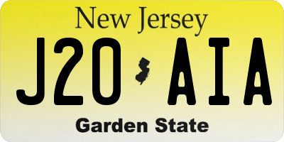 NJ license plate J20AIA