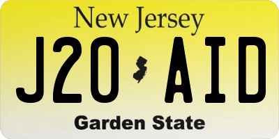 NJ license plate J20AID