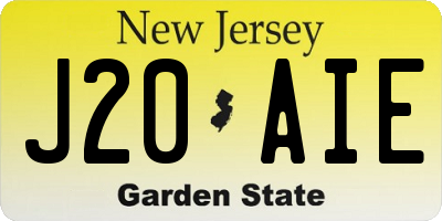 NJ license plate J20AIE