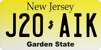 NJ license plate J20AIK