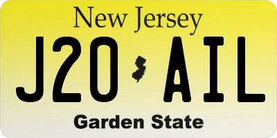 NJ license plate J20AIL