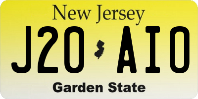 NJ license plate J20AIO