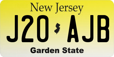 NJ license plate J20AJB