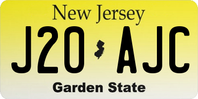 NJ license plate J20AJC